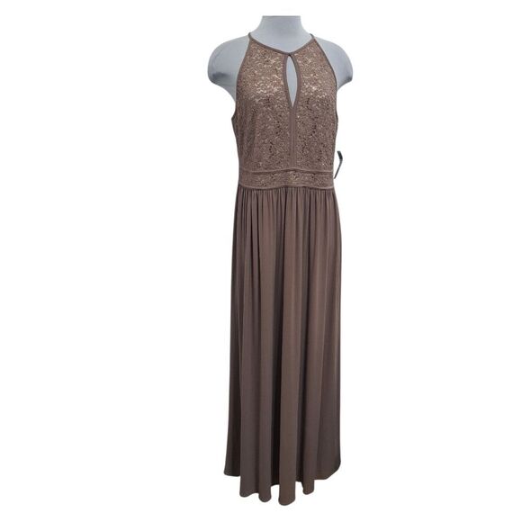 Nw Nightway Dresses & Skirts - Nightway NW Elegant Sequined Halter Neck Party Maxi Plus Size Dress 16W Taupe NW